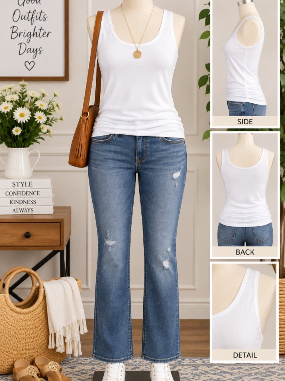 White Polyester Tank Top – Size Large